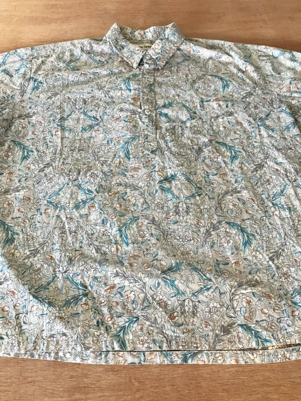 Cooke Street Hawaiian Shirt Men 2XL Blue Floral 1/4 Button Down Pullover Pocket